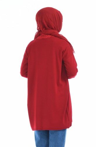 Gilet Tricot Détail Dentelle 4916-06 Rouge 4916-06