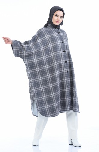 Ecossai Gemusterter Winterlich Poncho   5001A-01 Grau 5001A-01