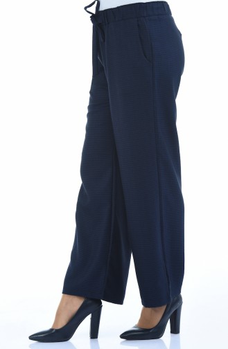 Elastic waist wide Leg Pants 4242-04 Navy Blue 4242-04