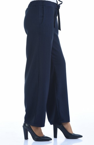 Elastic waist wide Leg Pants 4242-04 Navy Blue 4242-04