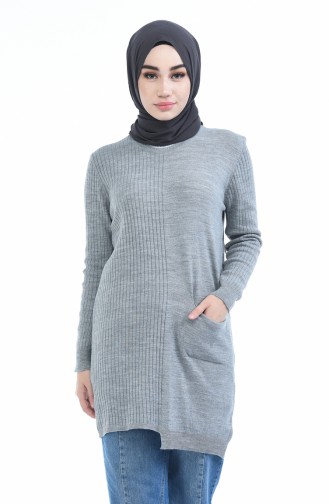 Triko Cepli Tunik 4925-05 Gri