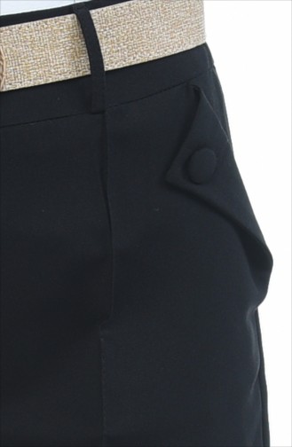 Belted Straight Leg Pants 1955-02 Black 1955-02