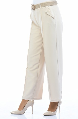 Belted Straight-leg Trousers 1955-03 Beige 1955-03