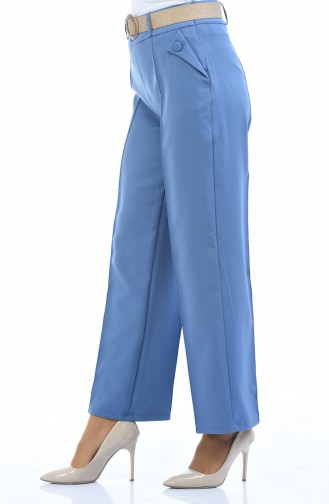 Belted Straight Leg Pants 1955-04 Blue 1955-04