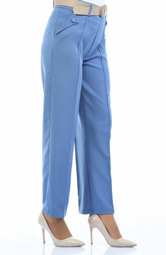 Belted Straight Leg Pants 1955-04 Blue 1955-04