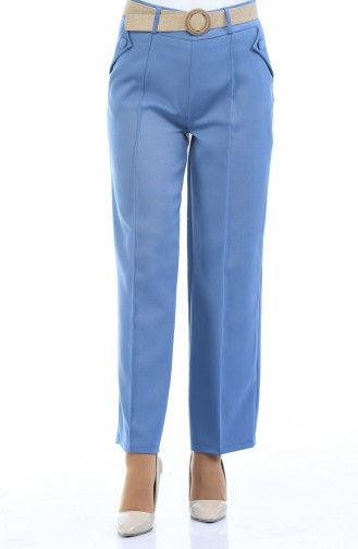 Belted Straight Leg Pants 1955-04 Blue 1955-04