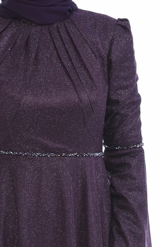 Purple Hijab Evening Dress 9012-02