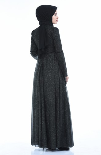 Black Hijab Evening Dress 9012-04