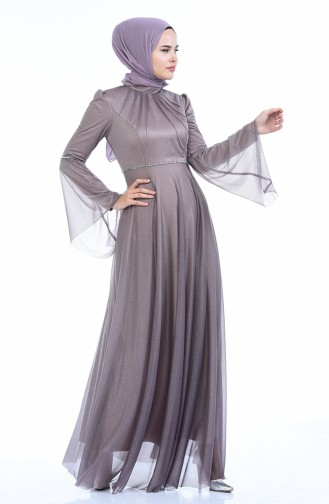 Dark Violet Hijab Evening Dress 9012-06