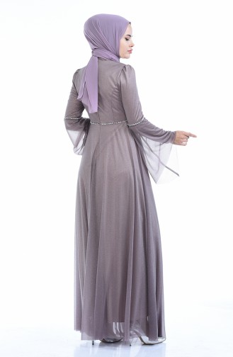 Dark Violet Hijab Evening Dress 9012-06