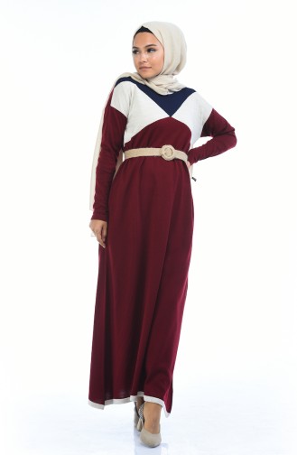 Claret Red Hijab Dress 4139-01