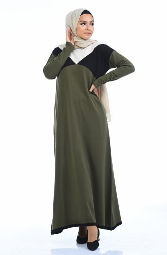 Khaki Hijab Dress 4139-03