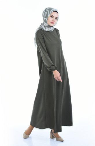 Light Khaki Green Hijab Dress 8370-12