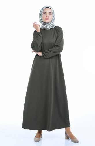 Light Khaki Green Hijab Dress 8370-12