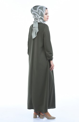 Light Khaki Green Hijab Dress 8370-12