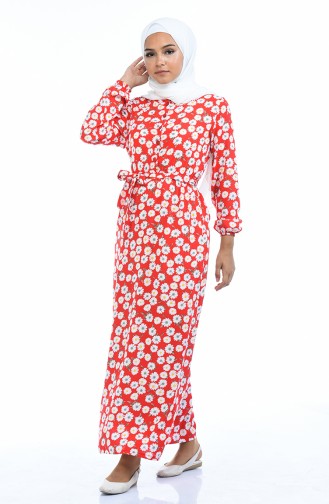 Red Hijab Dress 4242A-03