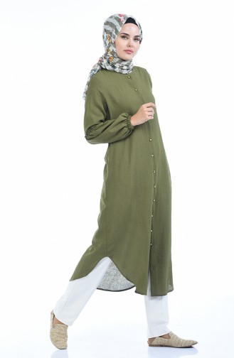 Geknöpfte lange Tunika 1239-06 Khaki 1239-06