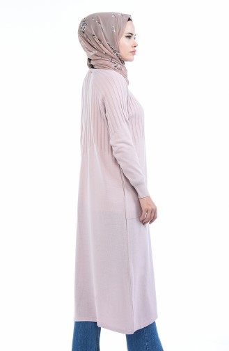 Triko Yaka Detaylı Tunik 4136-03 Pudra