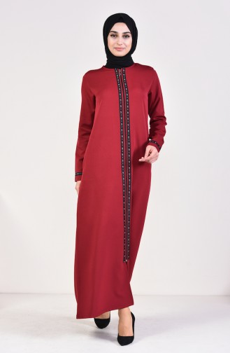 Abaya a Rayures 99194-04 Bordeaux Foncé 99194-04