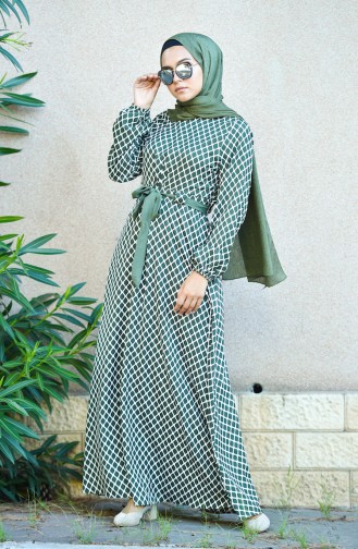 Emerald Green Hijab Dress 8004-07