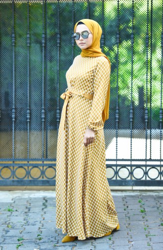 Tan Hijab Dress 8004-08