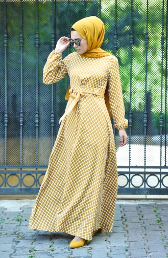 Tan Hijab Dress 8004-08