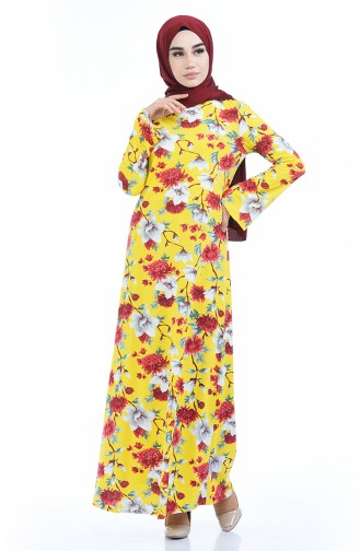 Gemustertes Kleid 1980-01 Gelb 1980-01