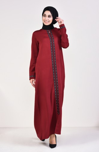 Abaya à Rayures 99194-03 Cerise 99194-03
