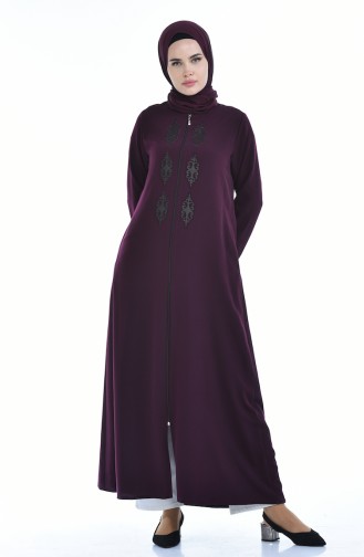 Steiniges Abaya mit Reissverschluss   0084-01 Zwetschge 0084-01