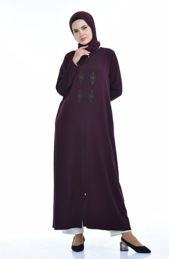 Steiniges Abaya mit Reissverschluss   0084-01 Zwetschge 0084-01