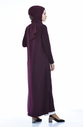 Steiniges Abaya mit Reissverschluss   0084-01 Zwetschge 0084-01