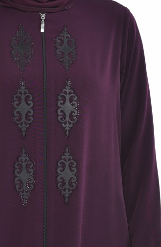 Steiniges Abaya mit Reissverschluss   0084-01 Zwetschge 0084-01