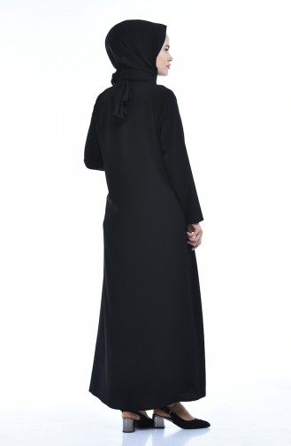 Steiniges Abaya mit Reissverschluss 0084-02 Schwarz 0084-02