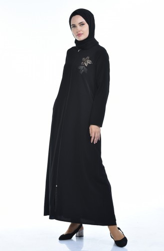Abaya a Fermeture 0085-01 Noir 0085-01