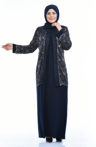 Dunkelblau Hijab-Abendkleider 6229-01
