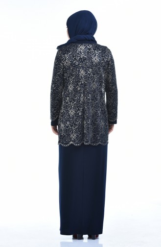 Dunkelblau Hijab-Abendkleider 6229-01