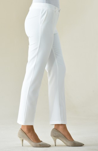 Straight Leg Trousers with Pockets 20005-04 Ecru 20005-04