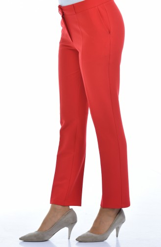 Straight Leg Pants with Pockets 20005-05 Red 20005-05