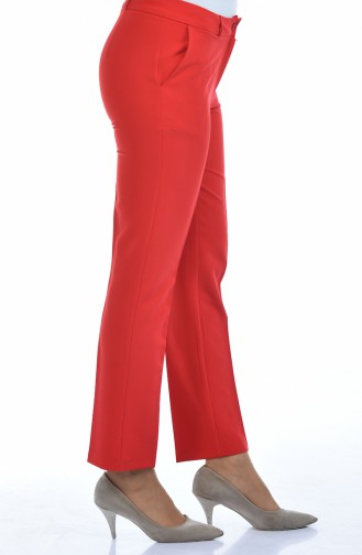 Straight Leg Pants with Pockets 20005-05 Red 20005-05