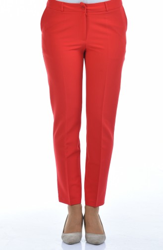 Straight Leg Pants with Pockets 20005-05 Red 20005-05