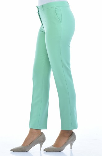 Straight Leg Trousers with Pockets 20005-06 Green 20005-06