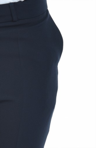 Straight Leg Trousers with Pockets 20005-07 Navy Blue 20005-07