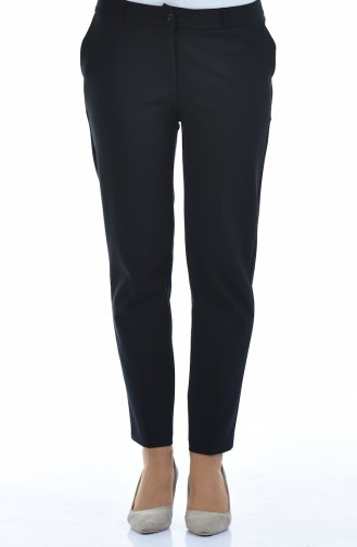 Straight Leg Trousers with Pockets 20005-08 Black 20005-08