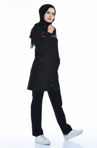 Zippered Tracksuit Suit 95131-04 Black 95131-04