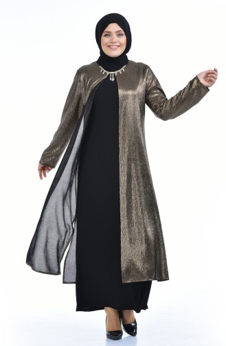Robe de Soirée Grande Taille 1070-01 Gold Noir 1070-01