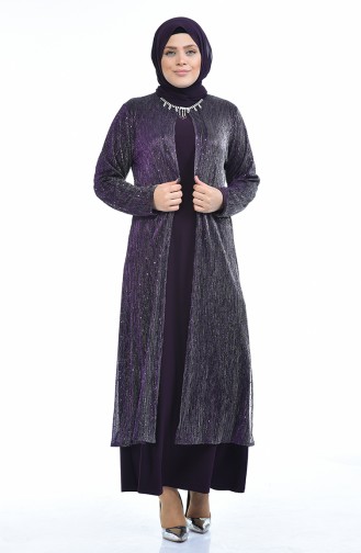 Plum Hijab Evening Dress 1071A-01