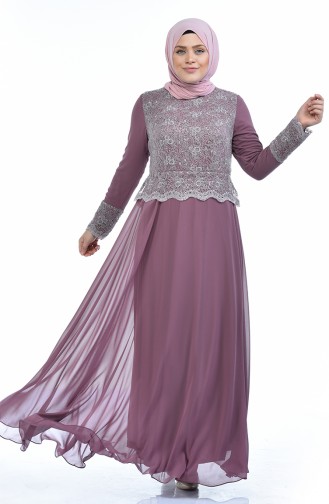 Robe de Soirée a Paillettes Grande Taille 1299-01 Rose Pâle 1299-01