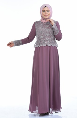 Beige-Rose Hijab-Abendkleider 1299-01