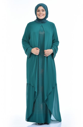 Green Hijab Evening Dress 6211-05
