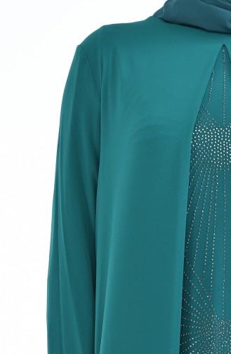 Green Hijab Evening Dress 6211-05